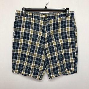 Banana Republic Men Linen Blend Chino Shorts Size 34 Plaid Flat Front B223 -4